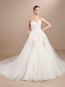 Strapless Mermaid With Detachable Over Skirt In Ivory