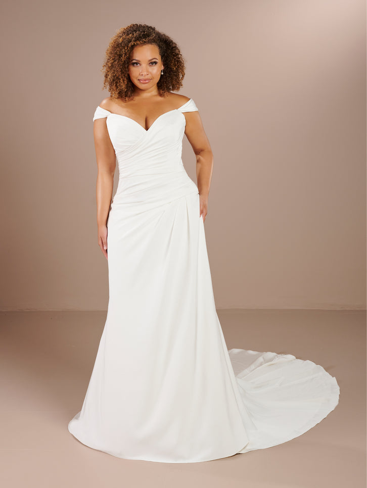Christina Wu 29447 Ruched Bodice V-Neck Plus Size Bridal Dress 