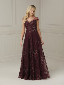 Lace A-Line Dress In Burgundy