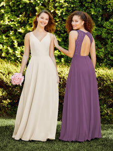 Chiffon And Lace A-Line Dress With Pockets In Wisteria