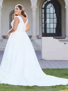 Lace And Organza A-Line Gown In Ivory Nude